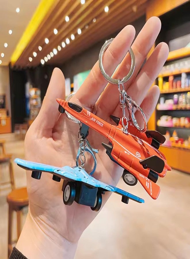 AUGEN Push & Go Metal Toy Car Bike Scooter Plane with Key Hook Keychain Showpice for Kids & Adults (Fighter|Black White) - Image 4